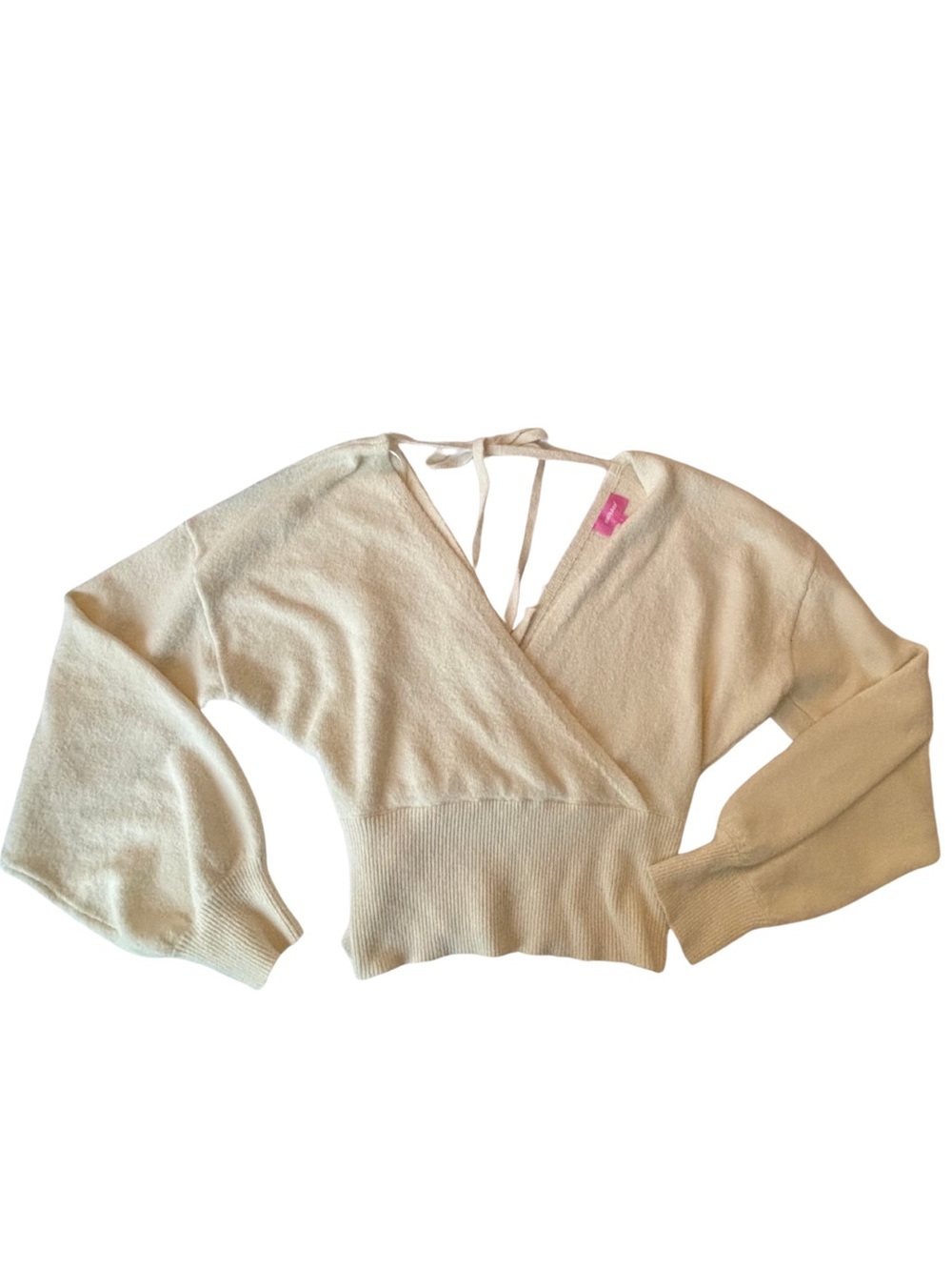Edikted Off White Wrap Front long Sleeve V-neck Sweater